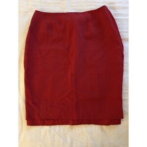 Vintage Elisabeth Liz Claiborne‎ Silk Blend Red Skirt Classic Women's Size 10